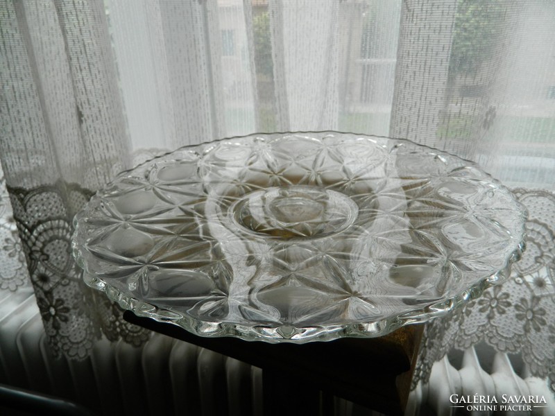 Old giant heavy glass bowl - centerpiece - serving bowl