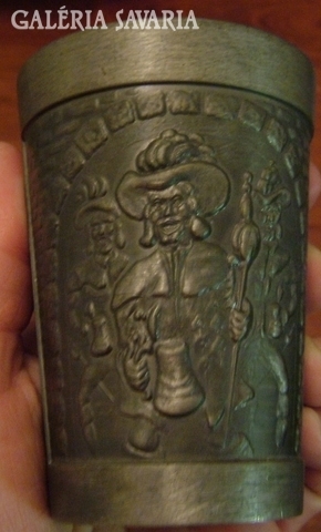 Beautiful, relief-patterned tin cup from Klagenfurt