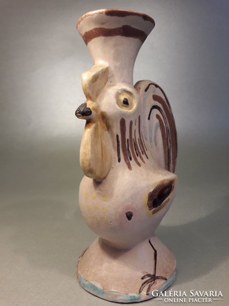 István Gádor - rooster - art deco ceramic sculpture - marked rarity