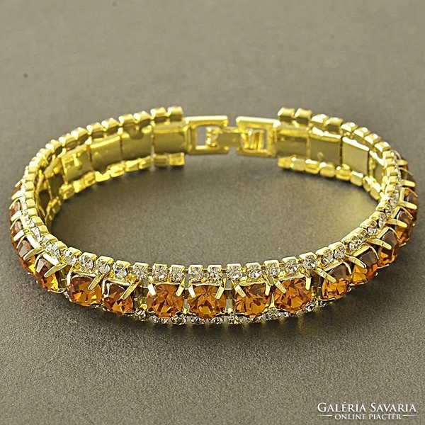 9K gold filled bracelet with champagne yellow and white cz crystals