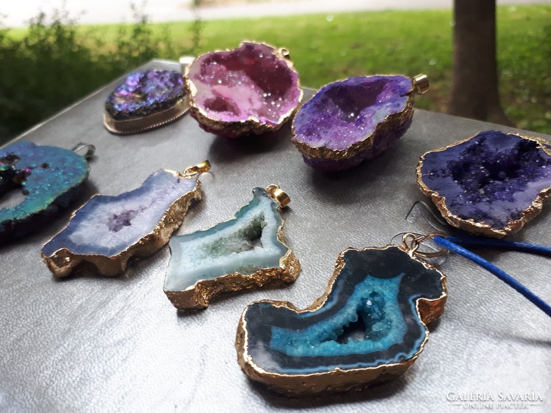 Unique special agate druse and geode pendants
