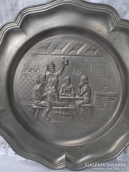 Plate - 22 cm - wall - old Bavarian wall-hanging pewter plate diameter - flawless