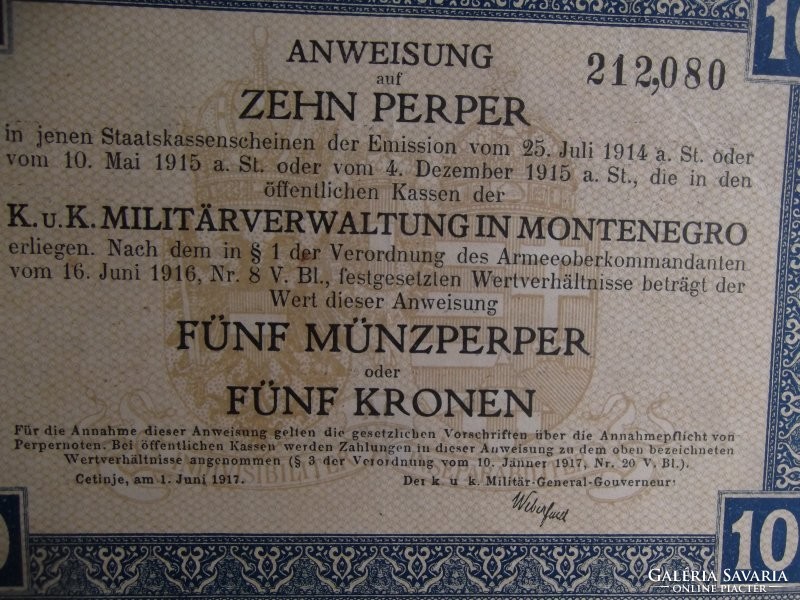 Montenegro - 10 perper 1917 (Austro-Hungarian occupation)