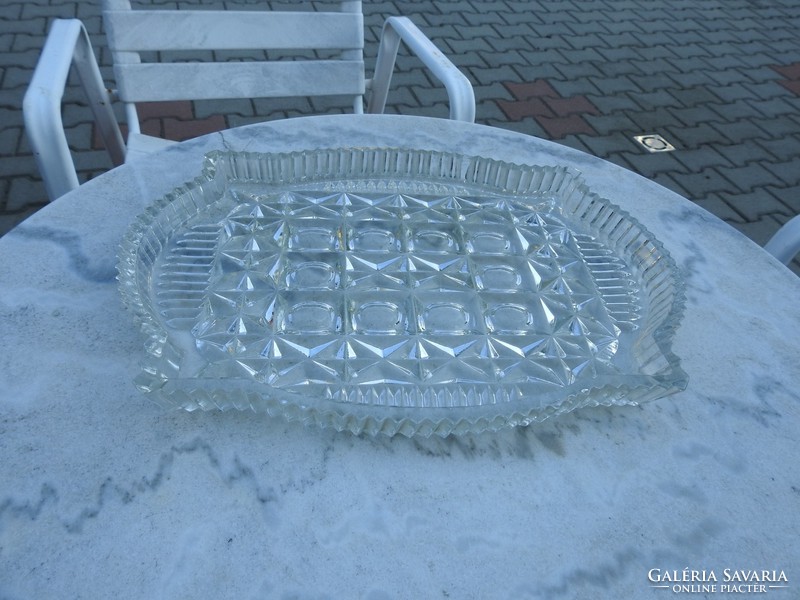 Vintage heavy cast glass tray