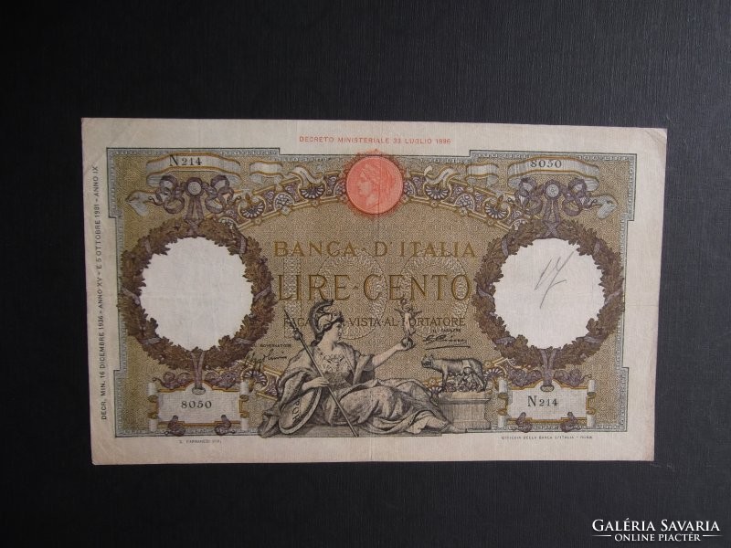 Olaszország - 100 lire 1936 december 16.