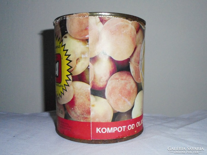 Retro GROCKA Jugoszláv konzerv doboz konzervdoboz - őszibarack kompot - KONZUMEX - 1980-as évekből