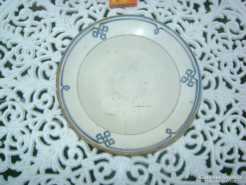 Antik Elbogen keménycserép falitányér, tányér