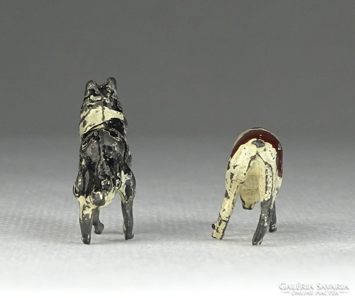 0R445 Antik jelzett angol mini ólom kutya 2 darab
