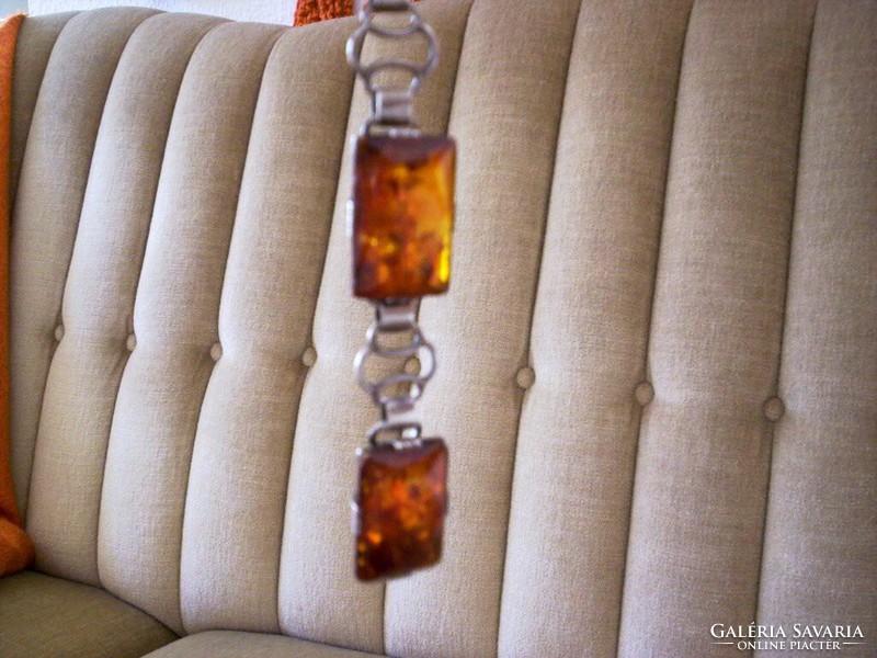 Old amber+silver bracelet, marked {e16}