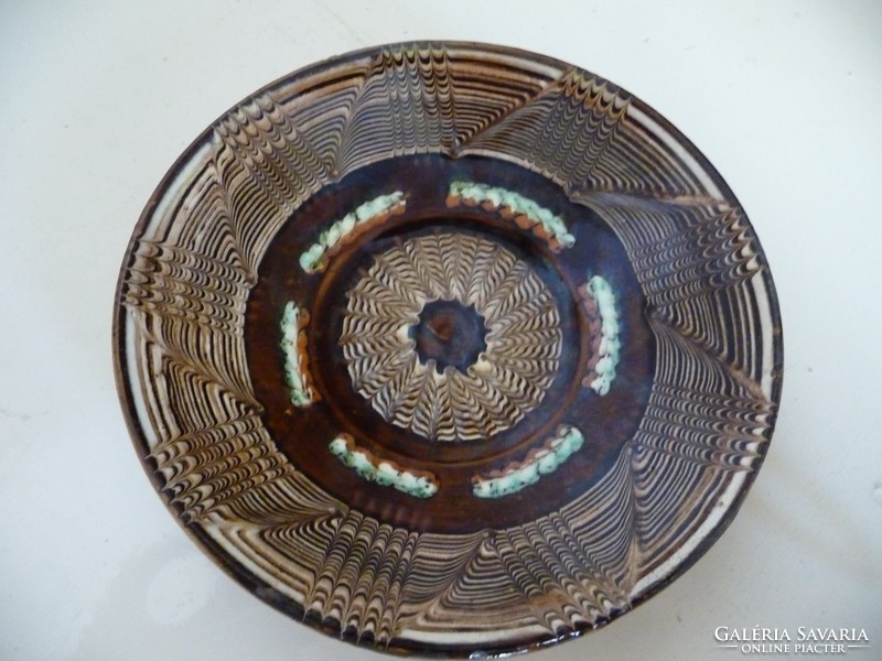Horezu kerámia fali tányér (d:14 cm)