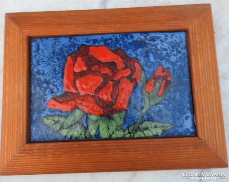 Red rose - fire enamel image