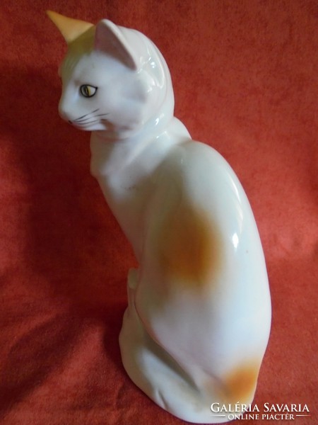 Hollóházi porcelán macska figura
