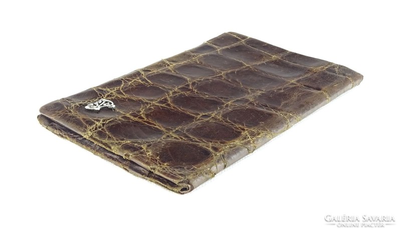 0R559 old leather wallet with silver decoration