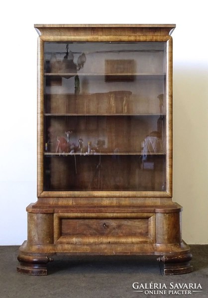0R778 Régi art deco üveges vitrin 180 cm