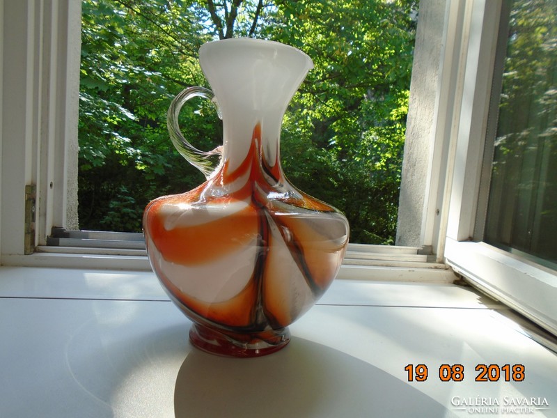 Muránói IMPOZÁNS Carlo Moretti (1934-2008) rétegelt üveg,több színű kancsó váza