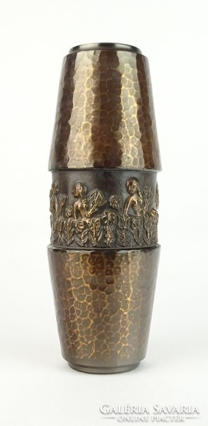 0R841 Iparművészeti réz LIGNIFER váza 24 cm