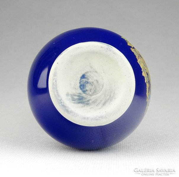 0S018 Kisméretű kék madaras porcelán váza 13 cm