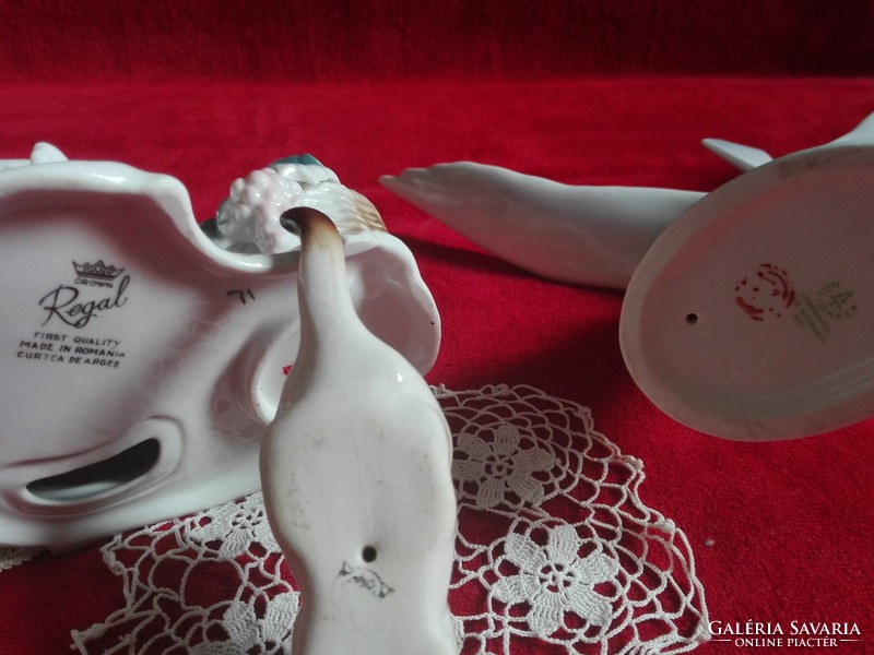Cica nélkül- 2 db- Hollóháza és  Román porcelán figura szobor egyben eladó - a cica nélkül