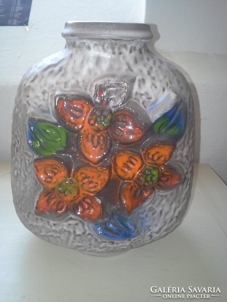 German, hand-painted ceramic vase, floor vase