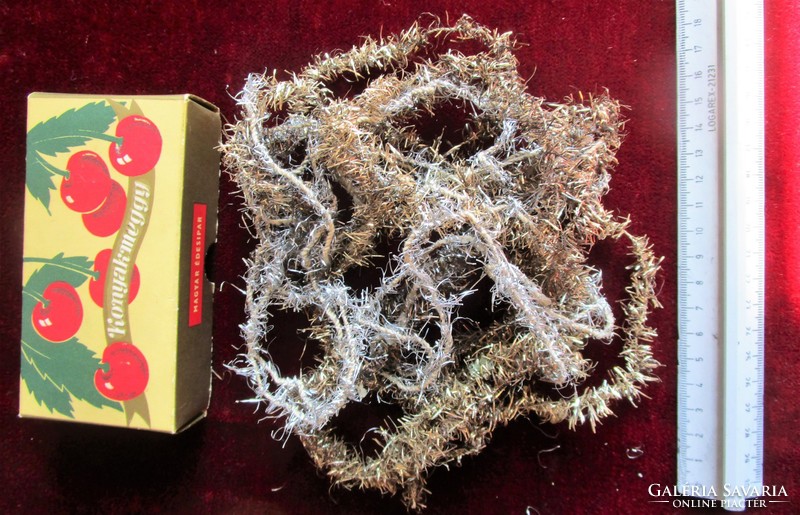 Very old and unusually rare Christmas tree decoration with twine metal string + retro cognac box
