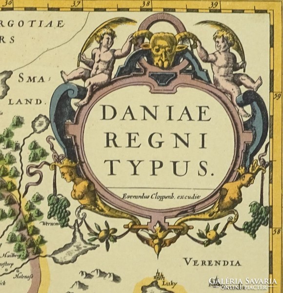 0T198 Antik Dánia térkép másolat