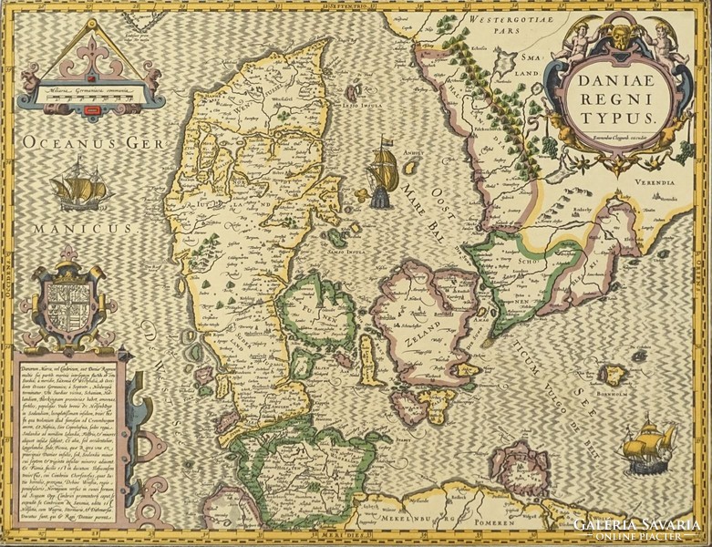 0T198 Antik Dánia térkép másolat