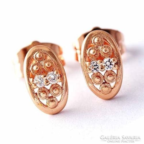 Filled gold (gf) earrings with white cz crystal
