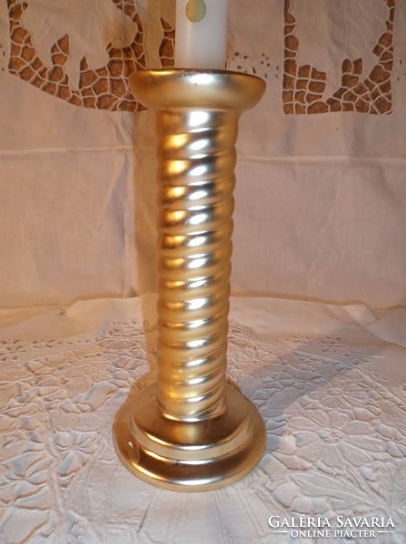 Candle holder - 18 x 8 cm - golden - frosted - glass - flawless