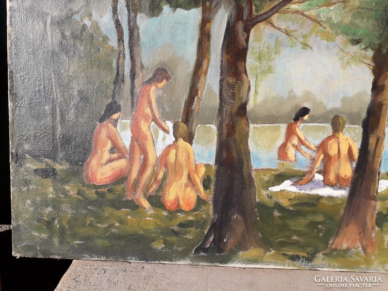 Bathing girls - painting.