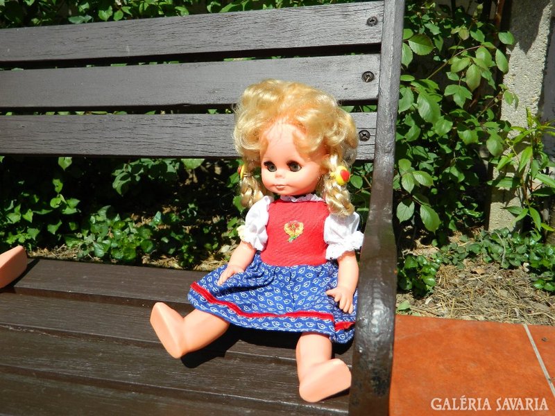 Old blonde braided doll - with serial number