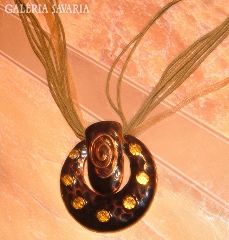 Fire Enamel Bronze Necklaces - Coin with Gemstones