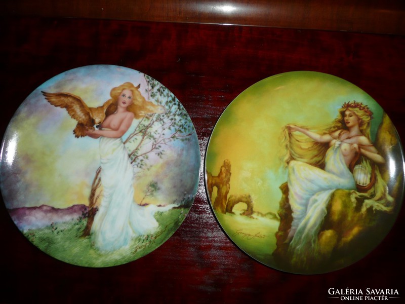 2 pieces of georgia lambert marked, numbered, beautiful porcelain plates