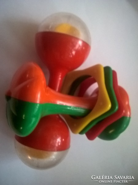2-Pcs. Old retro marked baby rattles