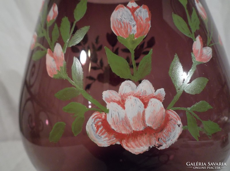 Glass - one liter - hand painted - patterned on both sides - Austrian - flawless
