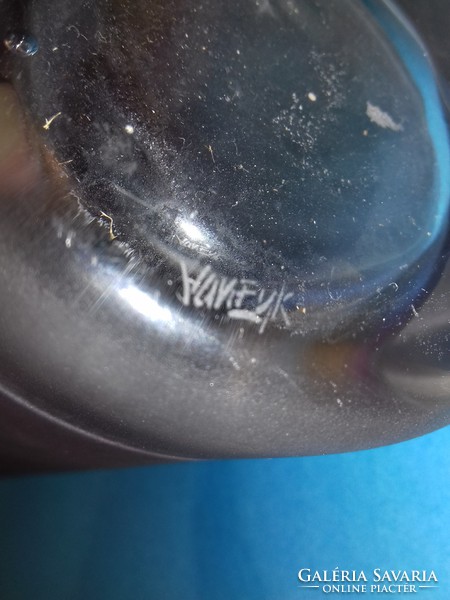 VAN EYK UNIKAT irrizáló szignált jelzett kézműves üveg váza 37 cm az üveg szerelmeseinek