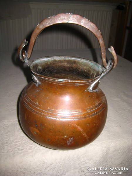 Old, patinated red copper, teapot from Bosnia, the handle is also solid copper