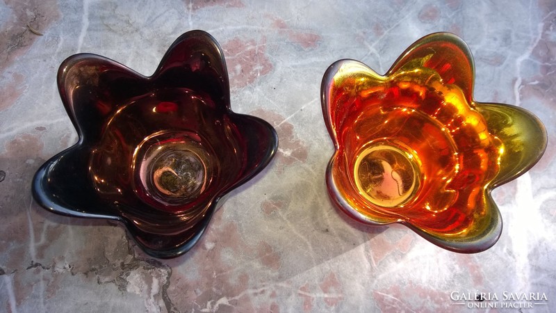 Irizáló üveg-Tulipán forma gyertyatartó-váza-kehely -dísztárgy