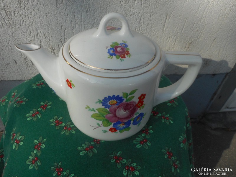 Old flower teapot and sugar holder with lid from the granite factory (Kkk) in Kispest