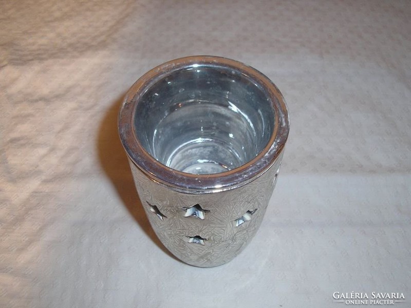 Candle holder - 12 x 8 cm - ceramic - thick - silver plated - perfect