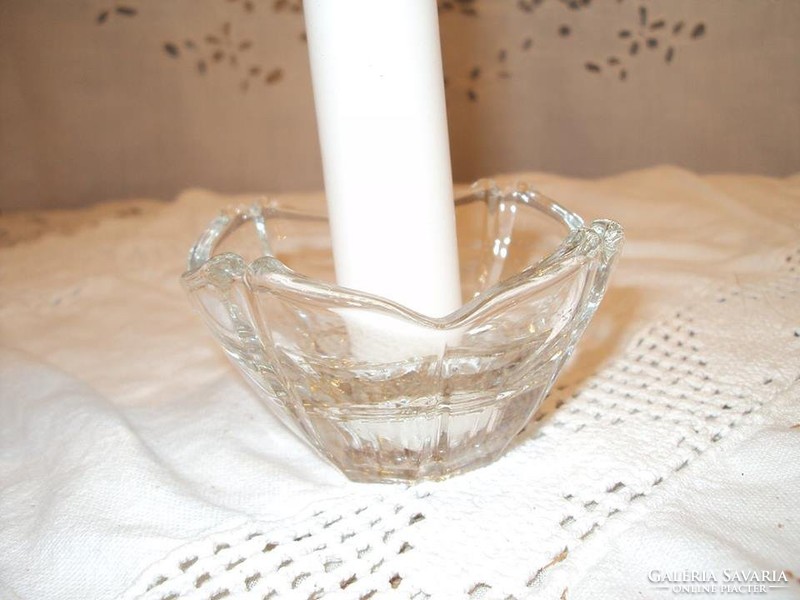 Candle holder - 2 pcs - flower-shaped - thick - glass 8 x 4 cm - flawless