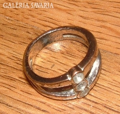 Antik ezüstözött bronz köves gyűrű  