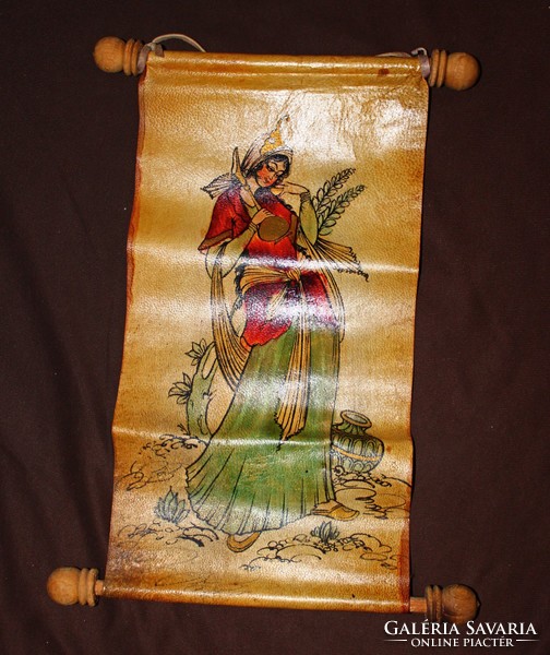 Oriental image painted on parchment (leather).