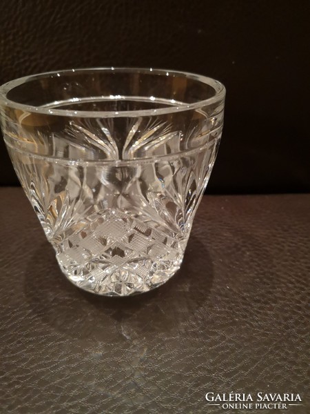 Thick-walled crystal glass with a beautiful pattern, flawless