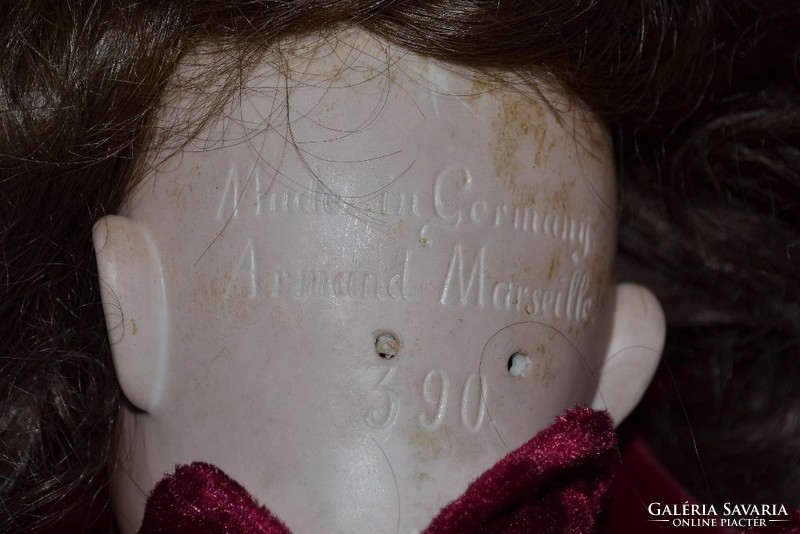  Porcelánfejű baba Armand Marseille jelzéssel hibátlan eredeti hajával 
