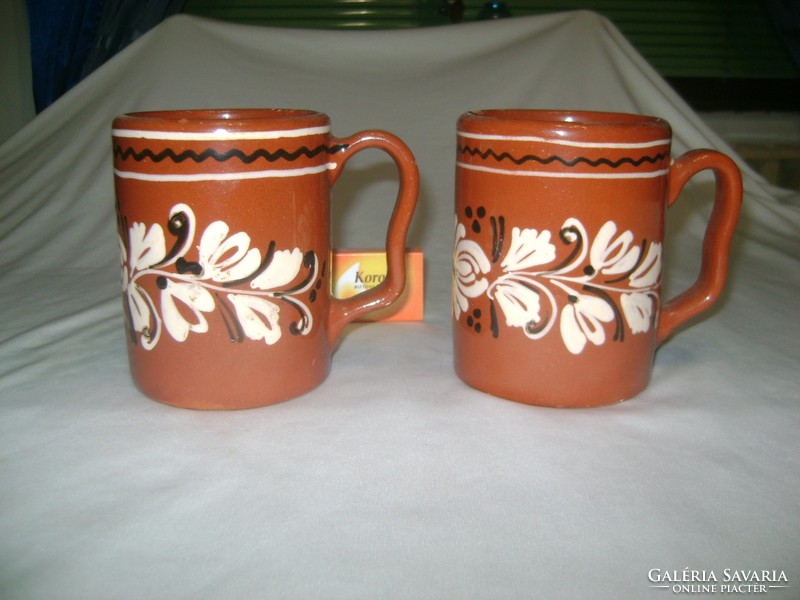 Glazed ceramic jug - two pieces - Hódmezővásárhely sign