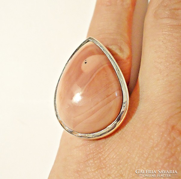 Larger mineral stony silver ring