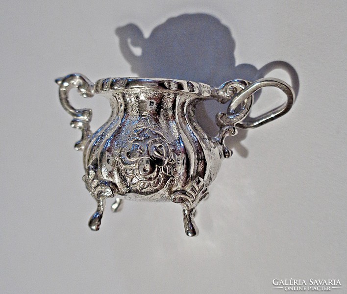 Silver Art Nouveau pot pendant