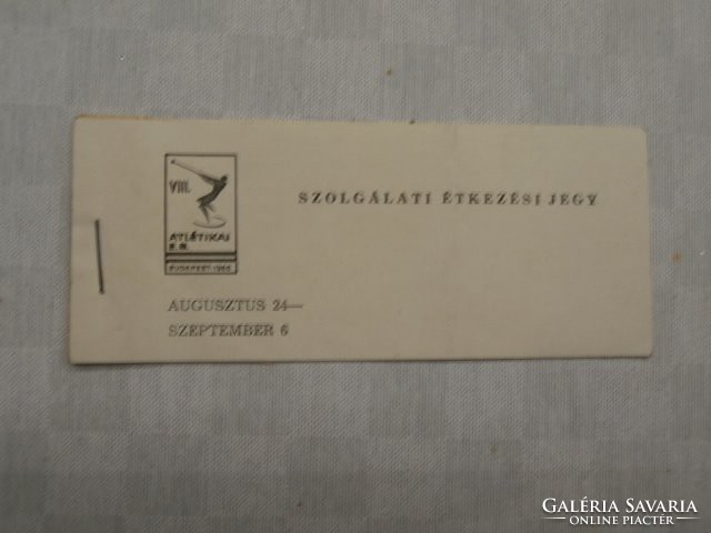 Atlétikai EB Budapest 1966 - Étkezési jegy