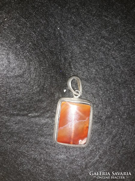 Old amber stone pendant silver