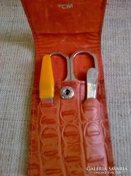 Old marked /germany/ travel manicure set in leather case